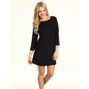 Patagonia Au Bateau Black Dress Organic Cotton Tencel Blend 3/4 Sleeves XS